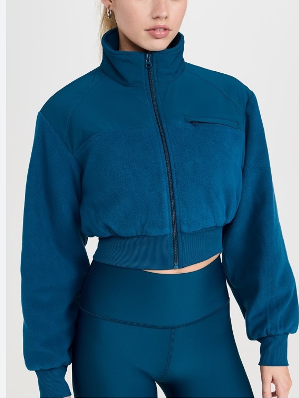 ALO Yoga Polar Fleece Cropped Jacket in Blue